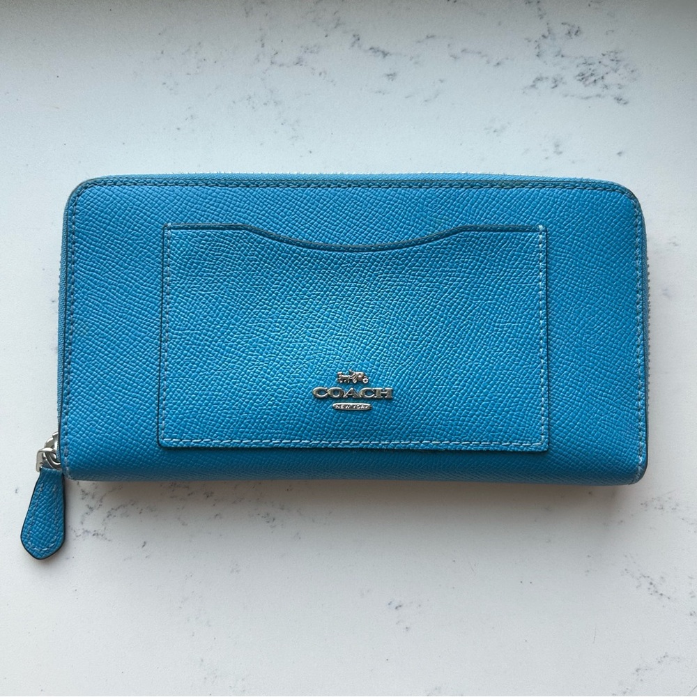 Coach Blue Zip-Around Wallet
